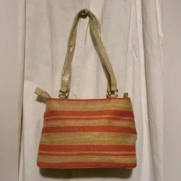 NWOT Etienne Aigner Striped Purse. Y2K Still Plastic Wrapped Handles, Never Used - Picture 1 of 11